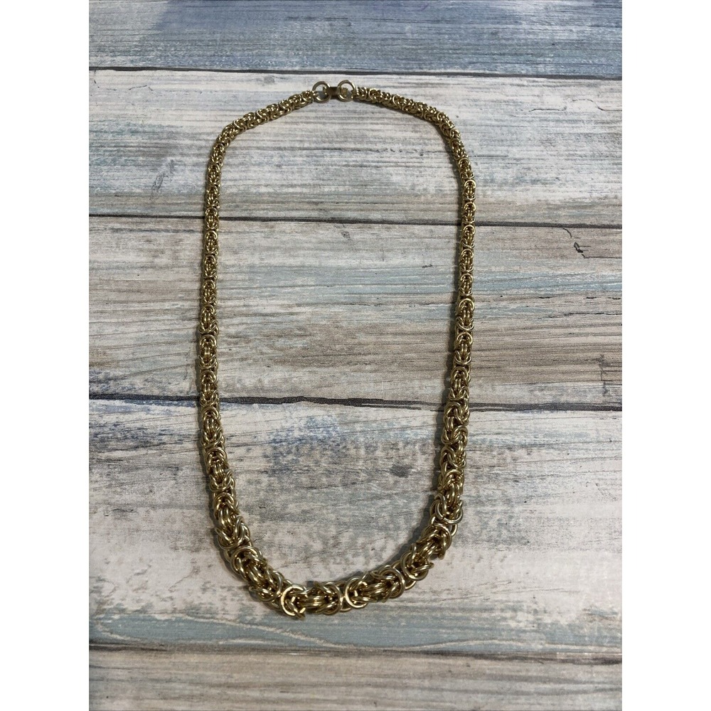 Byzantine Gold Plated 10k‎ Chain Necklace Fold over Clasp 18"